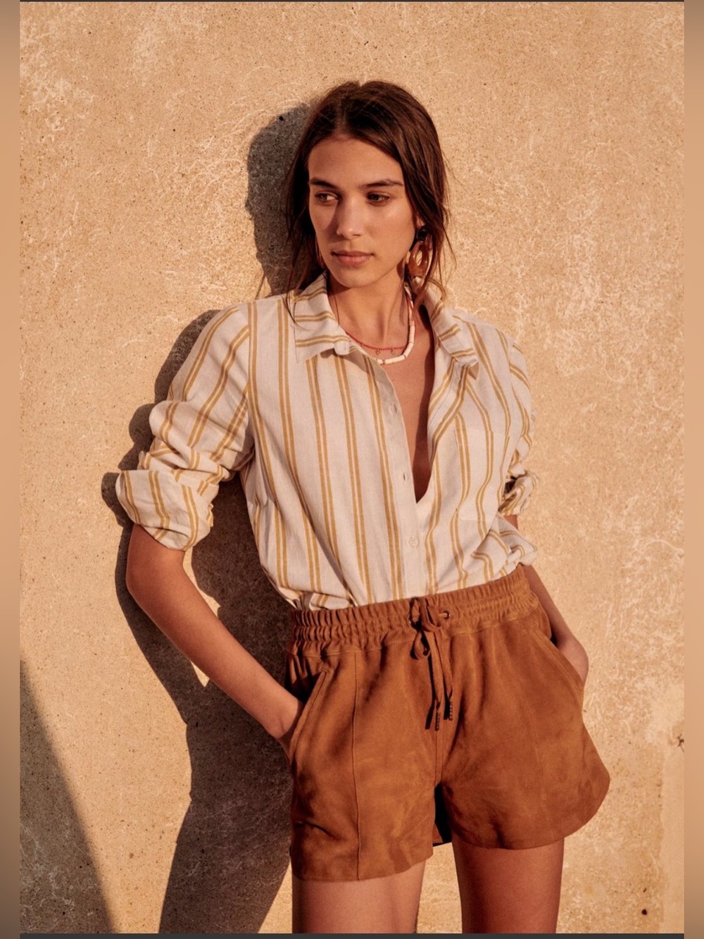 only tried Sezane kurt suede shorts